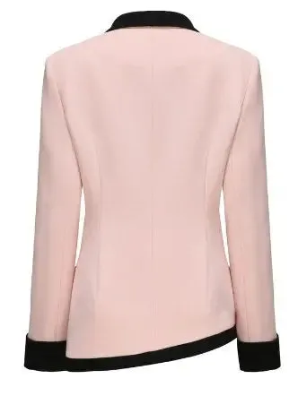 Women’s Brooke Single-Breasted Suit Jacket and Skirt Set in Pink and Black