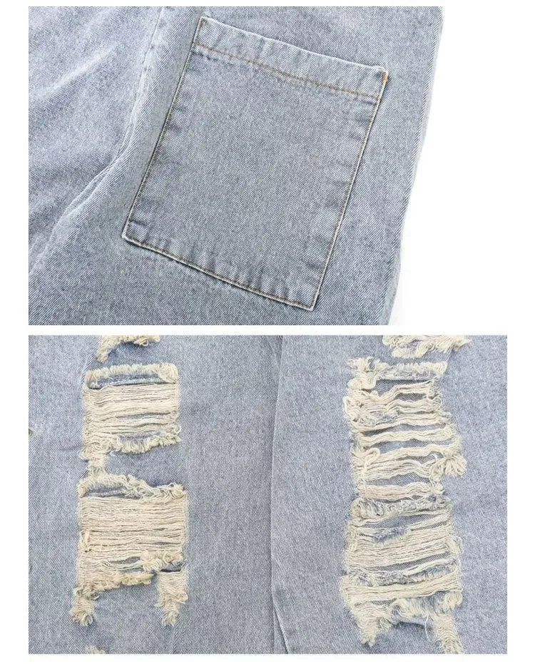 X | Ripped Straight Cut Jeans