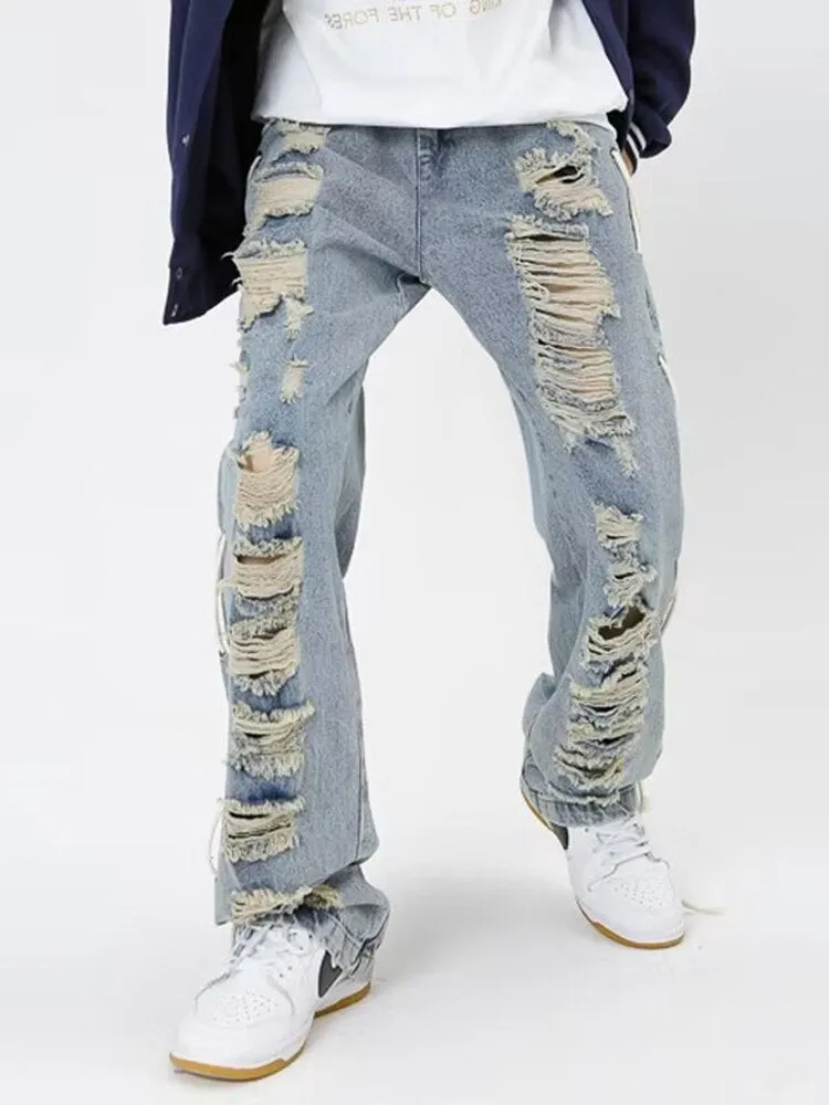 X | Ripped Straight Cut Jeans